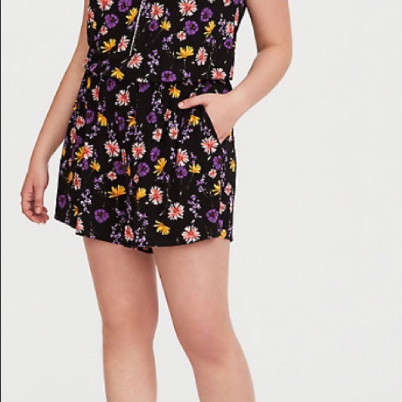 torrid Other - Torrid Black Floral Jersey Romper size 2